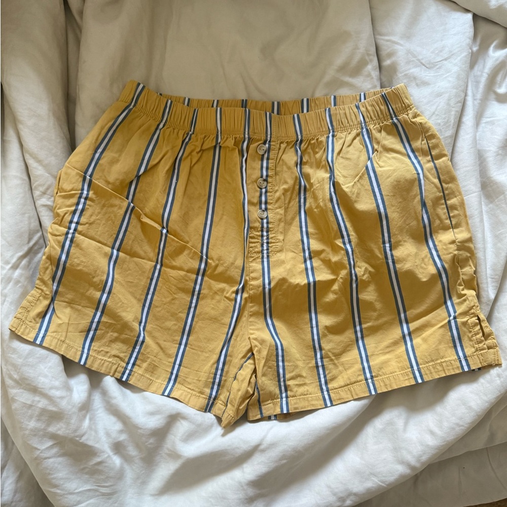 DONNI. Yellow Striped Women’s Shorts - Picture 2 of 3